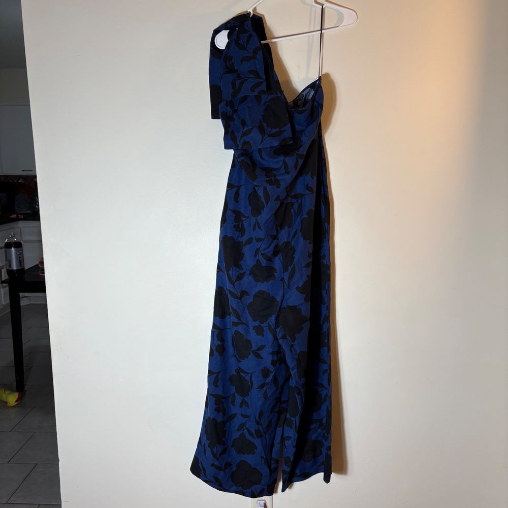 Kate‎ Spade New York x Target One Shoulder Blue Floral Linen Jumpsuit Size 12